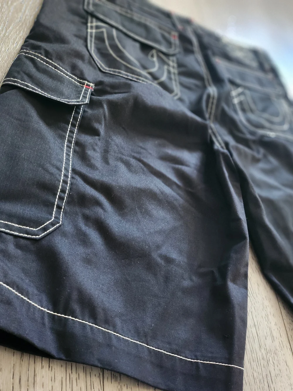 True Religion Jet Black Cargo Shorts Size 34
